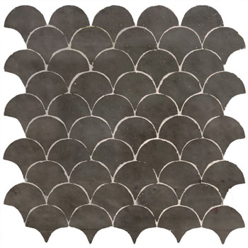 Mosaic House Moroccan tile Fleurs OG 31 Graphite, gray   solid zellige, mosaic, zellij, field, pattern, glaze, fishscale, classic 